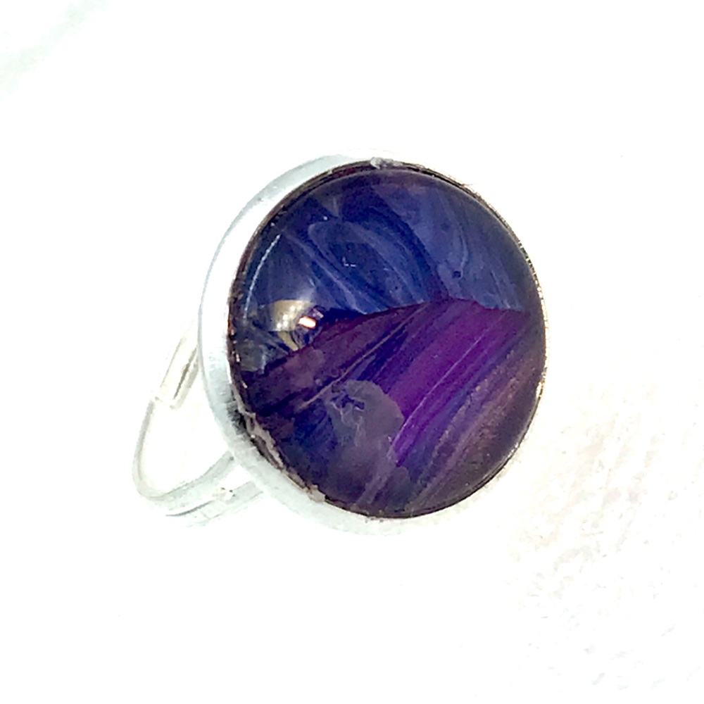 Handmade 14mm hand painted dome ring adjustable NSR